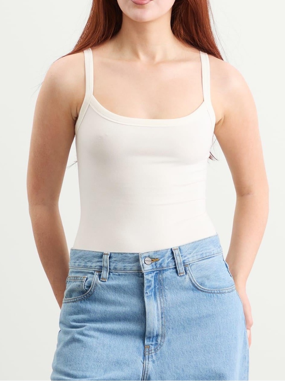 Skims Cotton Jersey Scoop Neck Bodysuit Sz L Marble Stretch Soft Tank Top - Picture 4 of 7